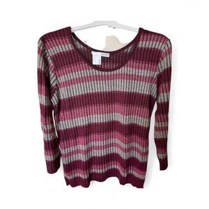 NWT Women's Plus Maurices Long Sleeve Stripe Sweater Top, Size 1